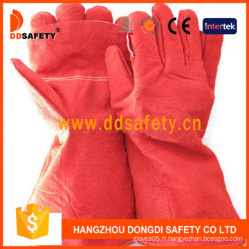 Red Cow Split Soudure en cuir Gants (DLW635)